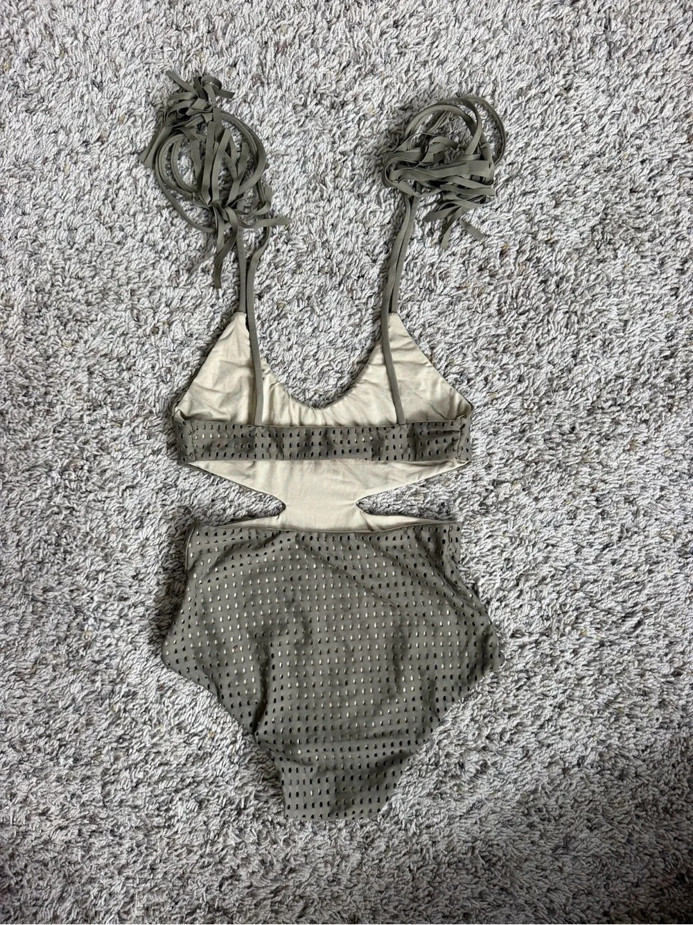 Acacia Swim Honey (Kids) size XXL Olive Mesh & Beige Reversible One Piece